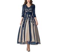 KURFACE Madre de la novia vestidos de talla grande maxi formal vestidos de fiesta de noche para las mujeres, azul marino, 48