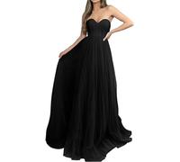 KURFACE Vestidos largos de dama de honor con hombros descubiertos para mujer, elegantes vestidos largos para fiesta formal de noche, WSX486, negro, UK14