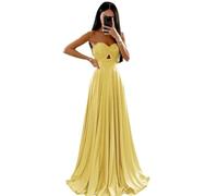 KURFACE WSX528 - Vestido de dama de honor con hombros descubiertos, vestido formal de noche para mujer, amarillo, 34