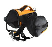 Kurgo Baxter - Mochila Arnés Chaleco para Perro, Alforja para Perros, Bolsa Sillón para Excursionismo, Senderismo y Camping - Negro/Naranja - (L) 23 - 50 Kg