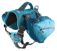 Kurgo Big Baxter - Mochila de Senderismo para Perros - Soporte Ergonómico, Carga Equilibrada y Alforjas Resistentes - Para Perros de 23-45 kg - Azul Costa