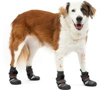 Kurgo Blaze - Botas para Perros en Tela Transpirable e Impermeable - Doble Cierre en Tobillo y Reflectantes - Pack de 2 - Rojo Chili y Negro - L