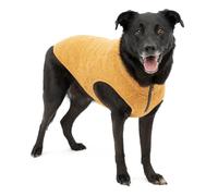 Kurgo Core - Abrigo para Perro, Abrigo para Perro Todo el año, Chaleco y Chaqueta Polar para Mascotas, Forro Polar, Ligero, Abertura con Cremallera para arnés, Cuello Ajustable, Heather, Naranja, L