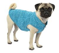 Kurgo Core Abrigo para Perro, Chaleco Polar para Perro, Chaqueta Perros, Forro Polar, Ligero, Abertura con Cremallera para Arnés, Cuello Ajustable, Azul, S
