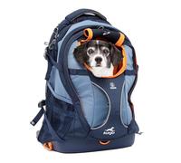 Kurgo, Mochila transportín G-Train para Mascotas pequeñas, aprobada por aerolíneas, para Senderismo o Viajes, Base Impermeable, con Correa Interior, soporta hasta 11,33 kg, Azul Marino