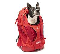 Mochila transportín G-Train de Kurgo para Mascotas pequeñas, para Senderismo o Viajes, Base Impermeable, con Correa Interior y Funda de Ordenador portátil, soporta hasta 11,33 kg. Rojo