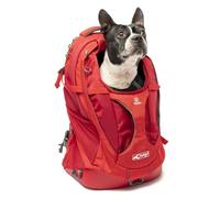 Mochila transportín G-Train de Kurgo para Mascotas pequeñas, para Senderismo o Viajes, Base Impermeable, con Correa Interior y Funda de Ordenador portátil, soporta hasta 11,33 kg. Rojo