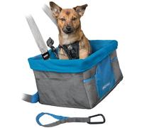 Kurgo Heather, Asiento de Coche para Perros, Asiento Elevador para Mascotas, Incluye Correa de Seguridad, Azul/Gris