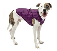 Kurgo Loft - Abrigo/Chaqueta para Perro de Diseño Reversible, Impermeable, Ajustable, Morado/Gris, L