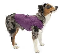 Kurgo Loft - Abrigo/Chaqueta para Perro de Diseño Reversible, Impermeable, Ajustable, Morado/Gris, XS