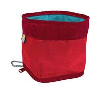 Kurgo Comedero Plegable para Perro - Cuenco de Viaje Portátil para Comida y Agua con Mosquetón - Estilo Zippy - 1.36 l - Rojo Chili