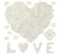 Kurkip 1200 pétalos de rosa artificiales, confeti de pétalos de rosa para bodas, día de San Valentín, aniversario, cumpleaños, color blanco