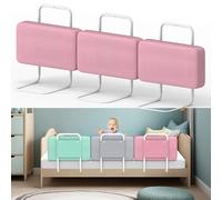 Kuro-sagol Barrera de Seguridad para niños - Barrera de Cama para niños con protección de Bordes, Seguridad para Cama Infantil, Altura Ajustable 40-60 cm, Desmontable, portátil, Rosa, 50cm