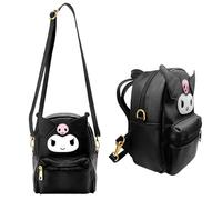 Kuromi Backpack PU Mochila Kuromi Bandolera Sanrio Bag for Girls With, Cute K-uromi Bag black, Anime Theme Children's Backpacks