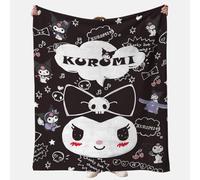 Kuromi - Manta de franela súper cálida con estampado de dibujos animados para niños, manta de felpa adecuada para todas las estaciones, manta de viaje para cama y sofá