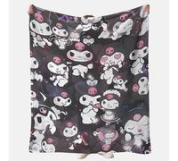 Kuromi Manta de franela súper cálida para dormir, manta de dibujos animados, mullida, para niños, adecuada para todas las estaciones, manta de viaje para cama y sofá -1