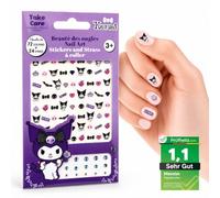 Kuromi Pegatinas de Uñas para Niñas - 72 Stickers + 24 Strass Autoadhesivos, Nail Art Infantil, Decoración de Uñas, Manualidades Creativas, Regalo Ideal para Niñas