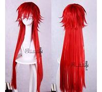 Kuroshitsuji Black Butler Styled Black Butler Grell Sutcliff Wig Long Red Cosplay Wigs + Red Glasses (no chains) + Wig Cap