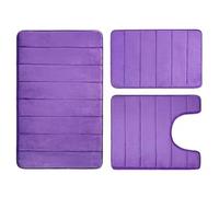 kurriuwu Juego de alfombrillas de baño de tres piezas Sure Here's A Product Title for Listing, 3 piezas, absorción de agua, antideslizante, gruesa, lavable a máquina, secado rápido, color morado