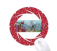Kursaal Park France Eiffel Tower Wheel mouse pad de goma roja redonda