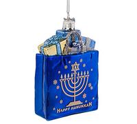 Kurt Adler 10,16 cm Noble Gems Feliz Hanukkah Adorno de Cristal Bolsa de Regalo