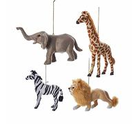Kurt Adler 6" Furry Jungle Animal Ornament 4/Asstd
