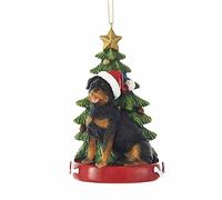 Kurt Adler RottweilerOrnament, Blanco, Rojo, Negro, 12" T x 7" L x 6.5" W