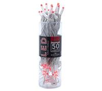 Kurt Adler UL 50L Red Frost - Juego de luces LED conectables de 5 mm con cable blanco
