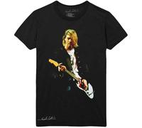 Kurt Cobain Camiseta Guitar Photo Colour Logo Nuevo Oficial Hombre Negro