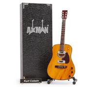 Kurt Cobain - Réplica de guitarra en miniatura hecha a mano a escala 1/4 ornamental con una caja de exposición, etiqueta para el nombre y soporte, regalos musicales