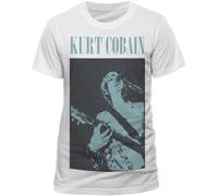 Kurt Cobain-Standing Blue Photo Mens White - T-Shirt-(Uomo-Xxl)-Standing Blue Photo Mens White