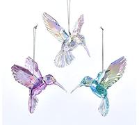 Kurt S. Adler Adorno de colibrí acrílico Iridiscente de 10 cm, 3/Colores ASSTD