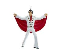 Kurt S. Adler Elvis en Traje Blanco con Adorno de Capa roja