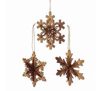 Kurt S. Adler YAMD1529 Ornamento de Copo de Nieve de Madera, Juego de 6, marrón, 5,5"/14 cm