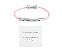 KURTCB Dont Let The Hard Days Win Pulsera para mujeres y hombres, pulsera de tubo trenzado ajustable con tarjeta de regalo inspiradora (rosa)