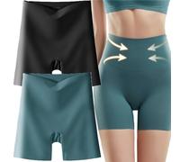 KURTIK ropa interior de cintura alta de seda helada para mujer con control del vientre,Levantamiento de la cadera Bragas ultra finas sin huellas, sin costuras de cintura alta dos en una braga, 2