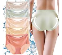 KURTIK Ropa interior ultrafina de seda de hielo para mujer, transpirable, invisible, sin costuras, con levantamiento de cadera, bragas de seda de hielo, suaves y de secado rápido, transpirables,