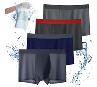 KURTIK Slips transpirables de seda helada de gran tamaño para hombres, boxeadores transpirables ultradelgados de seda helada sin costuras, slips de suave sin rastros de gran tamaño, 4 Piezas-d, 3XL