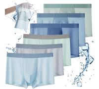 KURTIK Slips transpirables de seda helada de gran tamaño para hombres, boxeadores transpirables ultradelgados de seda helada sin costuras, slips de suave sin rastros de gran tamaño, 6 Piezas-c, 4XL