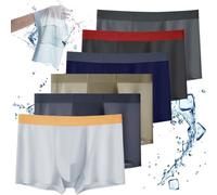 KURTIK Slips transpirables de seda helada de gran tamaño para hombres, boxeadores transpirables ultradelgados de seda helada sin costuras, slips de suave sin rastros de gran tamaño, 6 Piezas-b,