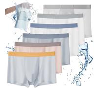 KURTIK Slips transpirables de seda helada de gran tamaño para hombres, boxeadores transpirables ultradelgados de seda helada sin costuras, slips de suave sin rastros de gran tamaño, 6 Piezas-a, 4XL