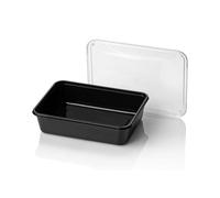 KURTT - Bandeja para microondas con tapa - 100 unidades - 500 ml - Bandeja para ensaladas con tapa - Bandeja negra - Tapas - Congeladores - Recipientes - Recipientes - Caja de alimentos - Caja de