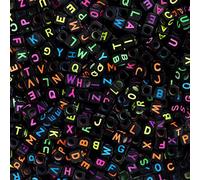 Kurtzy Abalorios Cuadrados Letras para Pulseras Neón (Pack de 1000) Abalorios Letras A a la Z (6 mm) Cuentas Hacer Joyas, Brazaletes, Collares, Llaveros, Manualidades, Regalos