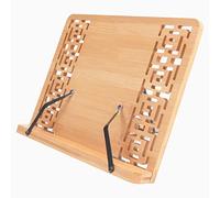 Kurtzy Atril para Libros de Cocina Soporte Libros de Bambú Ajustable 33,5 x 24 cm - Atril Plegable - Puede Contener Libros Grandes y Pequeños, Partitura, iPads y Tabletas