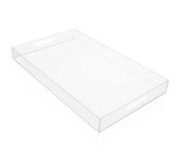 Kurtzy Bandeja Plastico Acrílico Transparente con Asas - 40 x 30 cm Bandeja Rectangular Muy Grande Decorativa a Prueba de Derrames - Bandeja Metraquilato para Té/Café, Bebidas, Desayuno