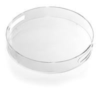 Kurtzy Bandeja Redonda de Plástico Acrílico Transparente con Asa - Bandejas Decorativas de 30 cm de Diámetro - Bandejas para Servir Comida, Té/Café, Bebidas, Desayuno - Organizar Mesa