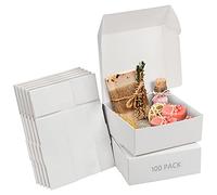 Kurtzy Caja Kraft Blanca para Regalos (Pack de 100) - Medidas de las Cajas 12 x 12 x 5 cm - Caja Cartón Regalo Fácil Ensamblado Cuadrada - Cajas de Cartón Fiestas, Cumpleaños, Bodas, Presentación