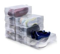 Kurtzy Caja Zapatos Plástico Transparente (Pack de 10) Apto para Zapatos de Mujer, Hombres y Niños - Organizador de Zapatos Plegable, Corrugado y Apilable para Viajes y Almacenaje