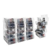 Kurtzy Caja Zapatos Plástico Transparente (Pack de 20) Apto para Zapatos de Mujer, Hombres y Niños - Organizador de Zapatos Plegable, Corrugado y Apilable para Viajes y Almacenaje