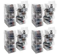 Kurtzy Caja Zapatos Plástico Transparente (Pack de 40) Apto para Zapatos de Mujer, Hombres y Niños - Organizador de Zapatos Plegable, Corrugado y Apilable para Viajes y Almacenaje